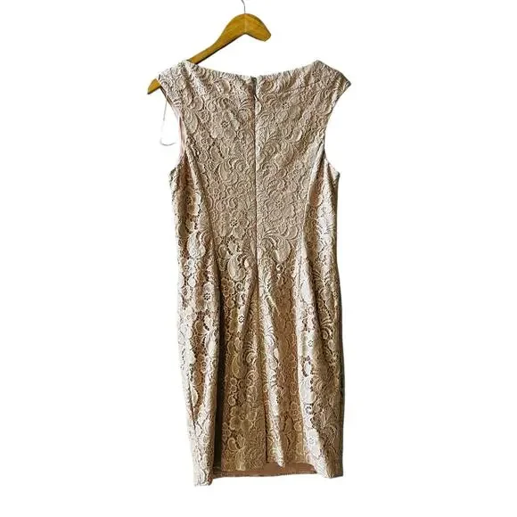 Jax Cream Lace Lined V Neck Dress Size 10 - Picture 3 of 7